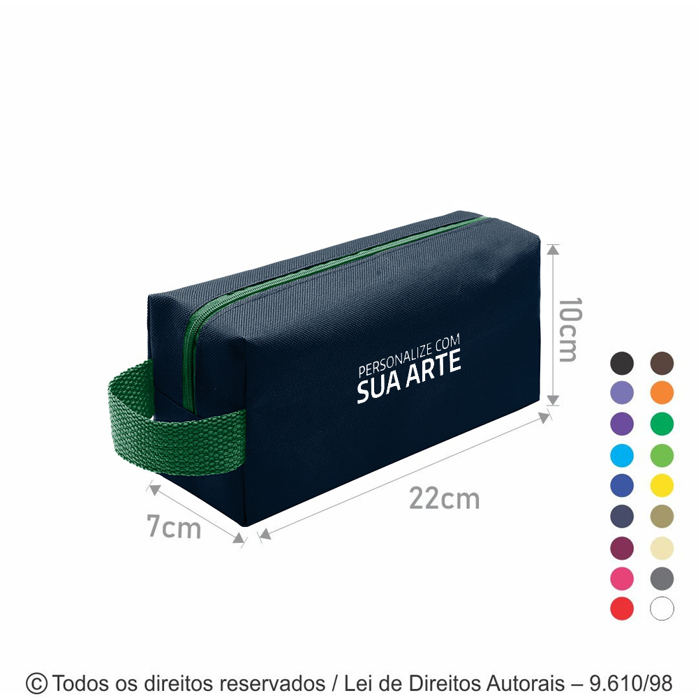 N6 NECESSAIRE DE NYLON 600G 22X10X7CM AZUL MARINHO COM VERDE BANDEIRA