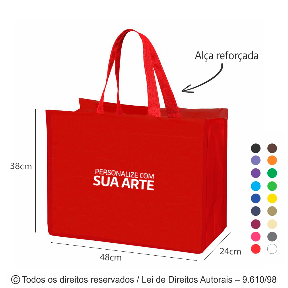 SM445 SACOLA DE NYLON 600G 48X38X24CM VERMELHO