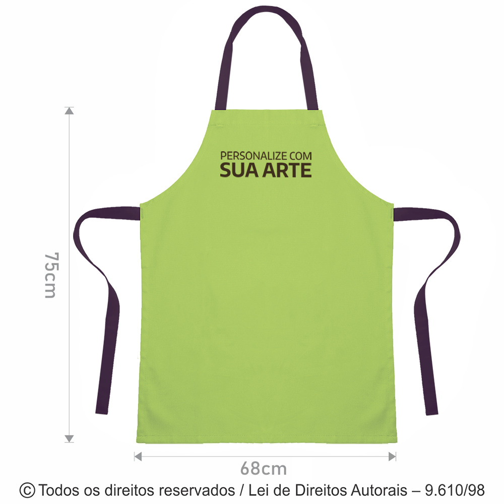 AV1 AVENTAL GRANDE DE OXFORD 68X75CM VERDE PISTACHE COM ROXO
