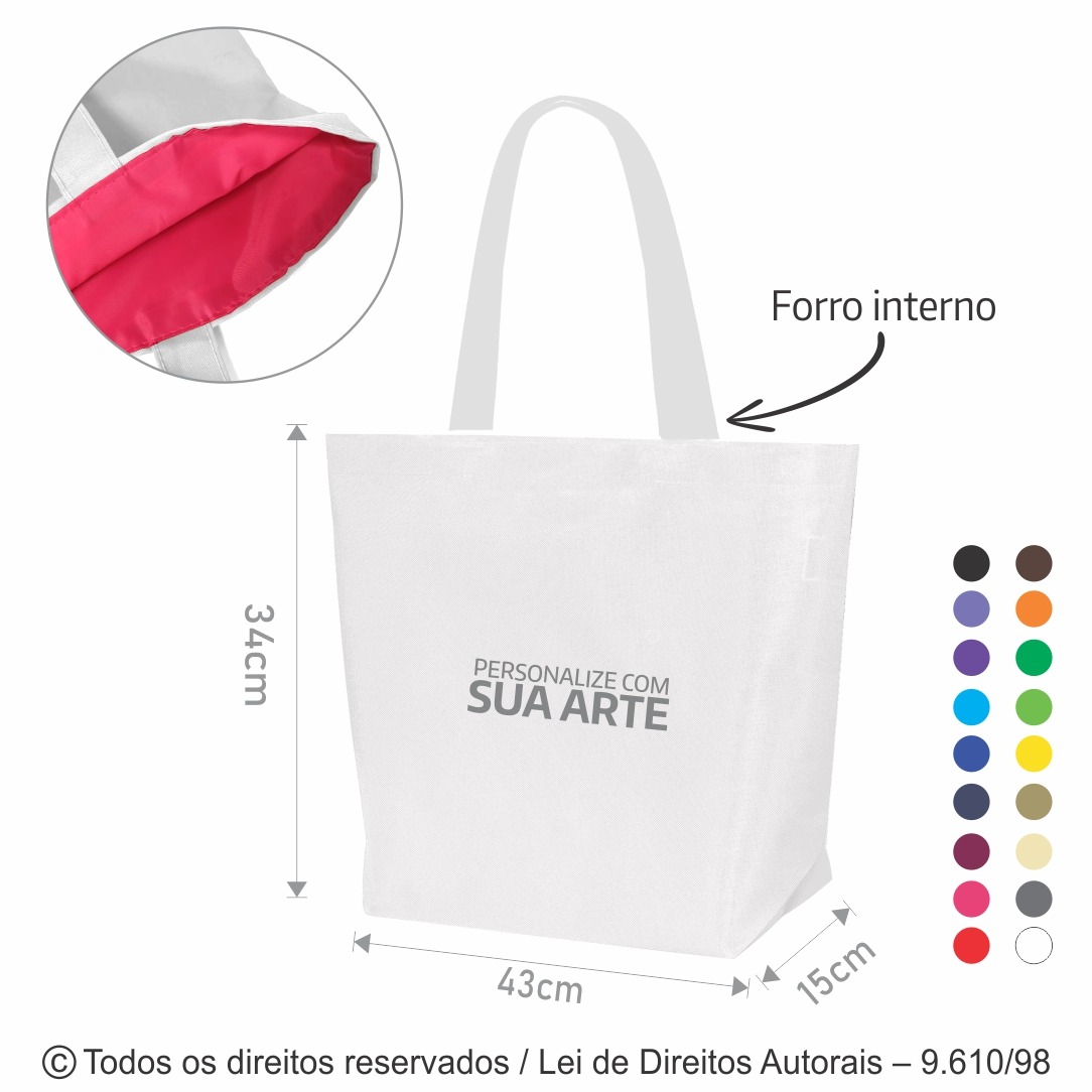 89PL SACOLA DE POLIESTER 301 43X34X15CM BRANCO COM PINK