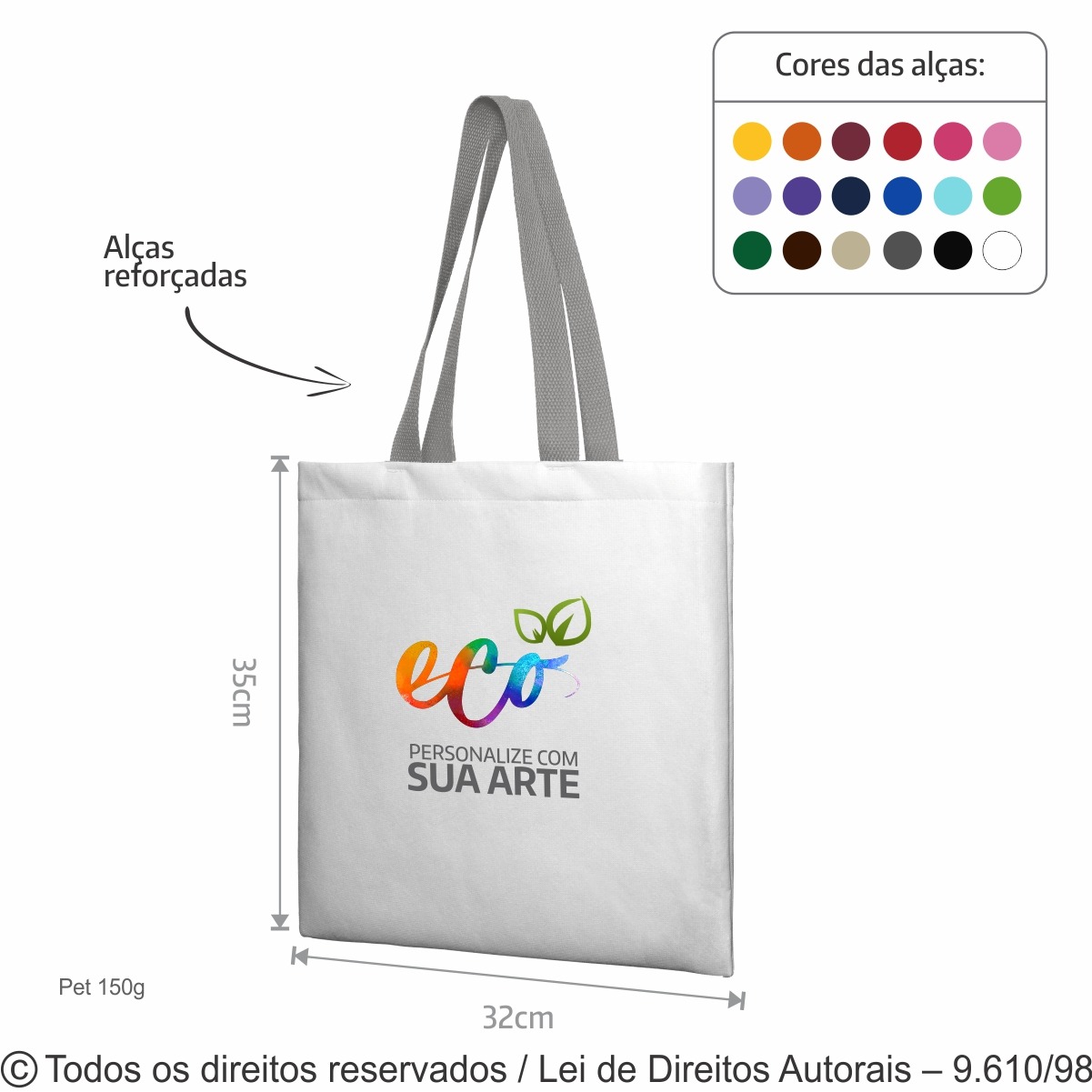 14PFC SACOLA DE PET 150G 32X35CM BRANCO COM CINZA CLARO