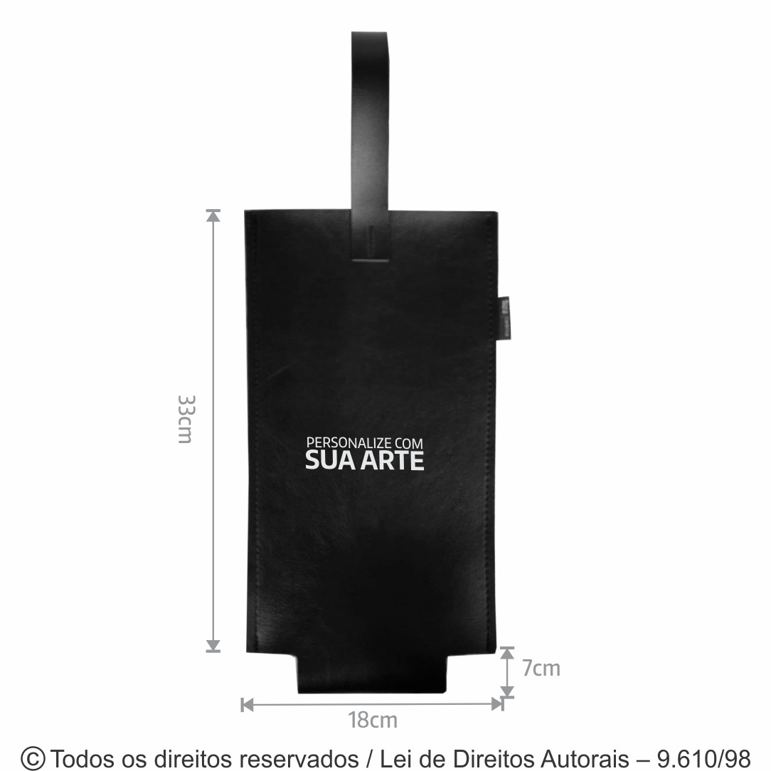SM514 PORTA VINHO EM COURO 18X33X7CM PARA 1 GARRAFA PRETO