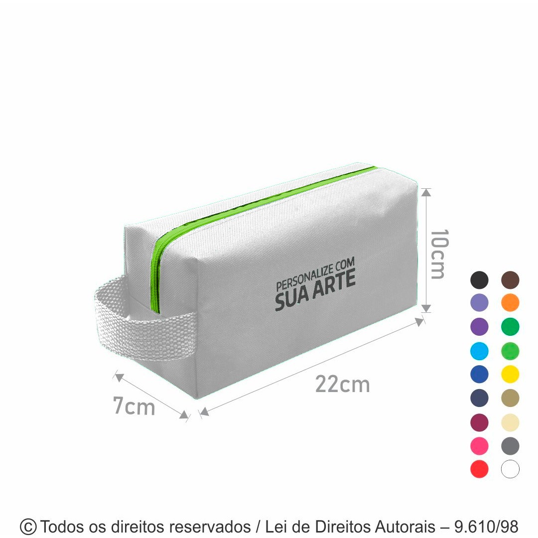 N6 NECESSAIRE DE NYLON 600G 22X10X7CM BRANCO COM VERDE ALFACE