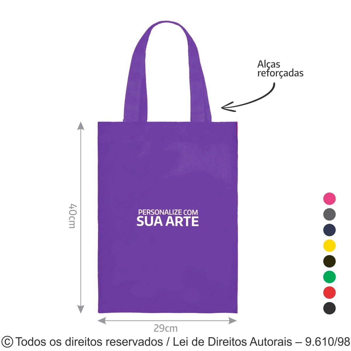 20LC SACOLA DE LONA COLORIDA 29X40CM ROXO