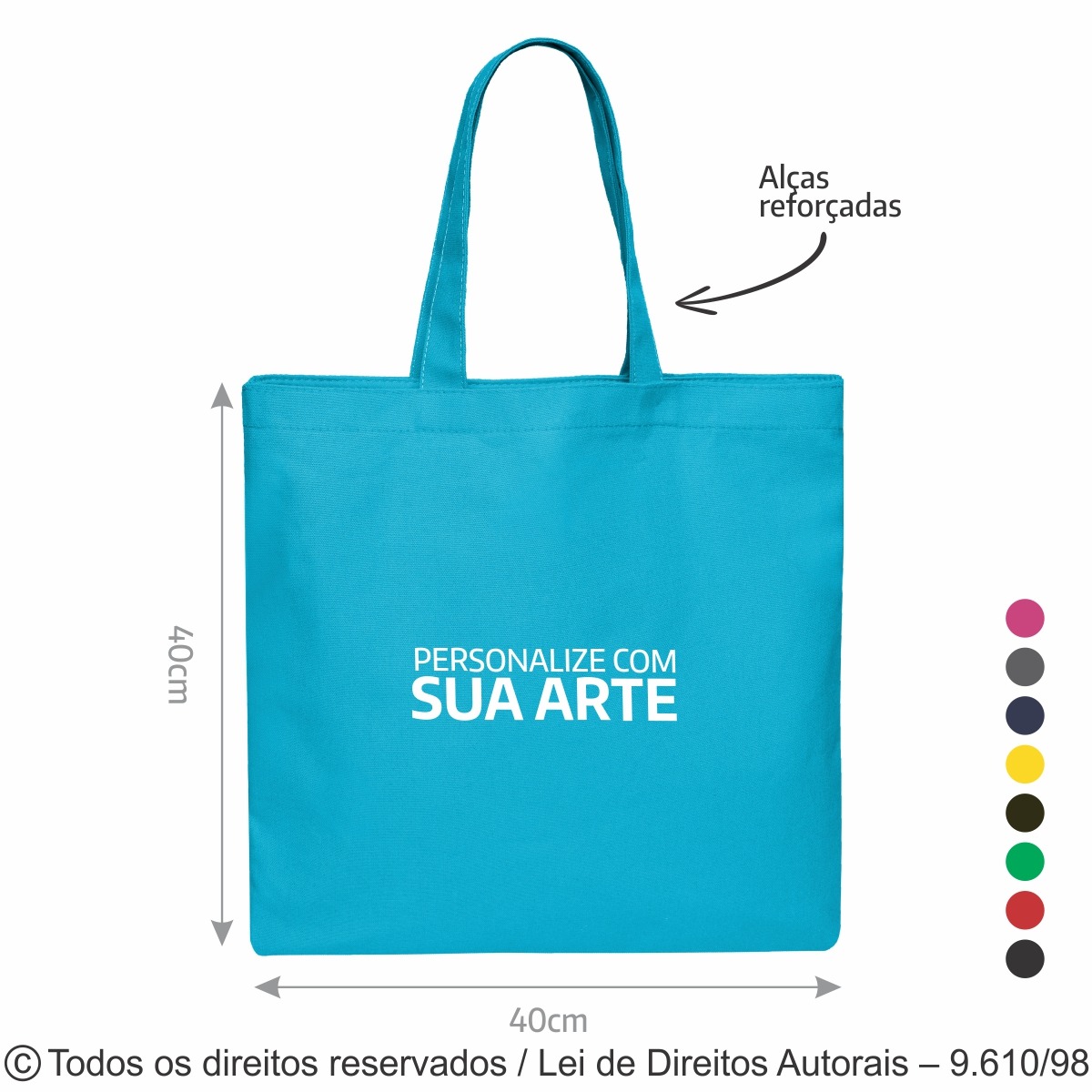 5LC SACOLA DE LONA COLORIDA 40X40CM AZUL TURQUEZA