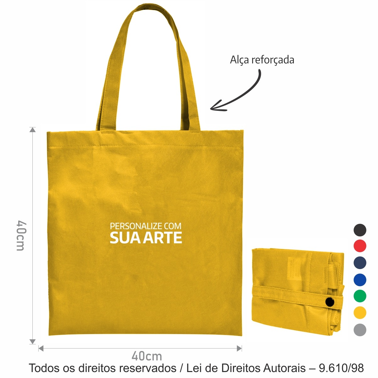 138T2 SACOLA DOBRAVEL TNT 60G 40X40CM AMARELO OURO