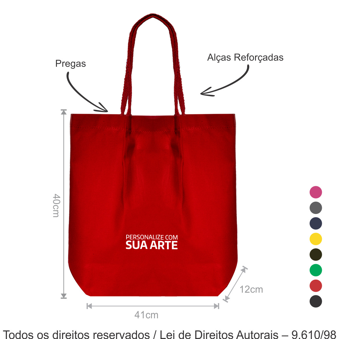 315LCFC SACOLA DE LONA COLORIDA 41X40X12CM VERMELHO