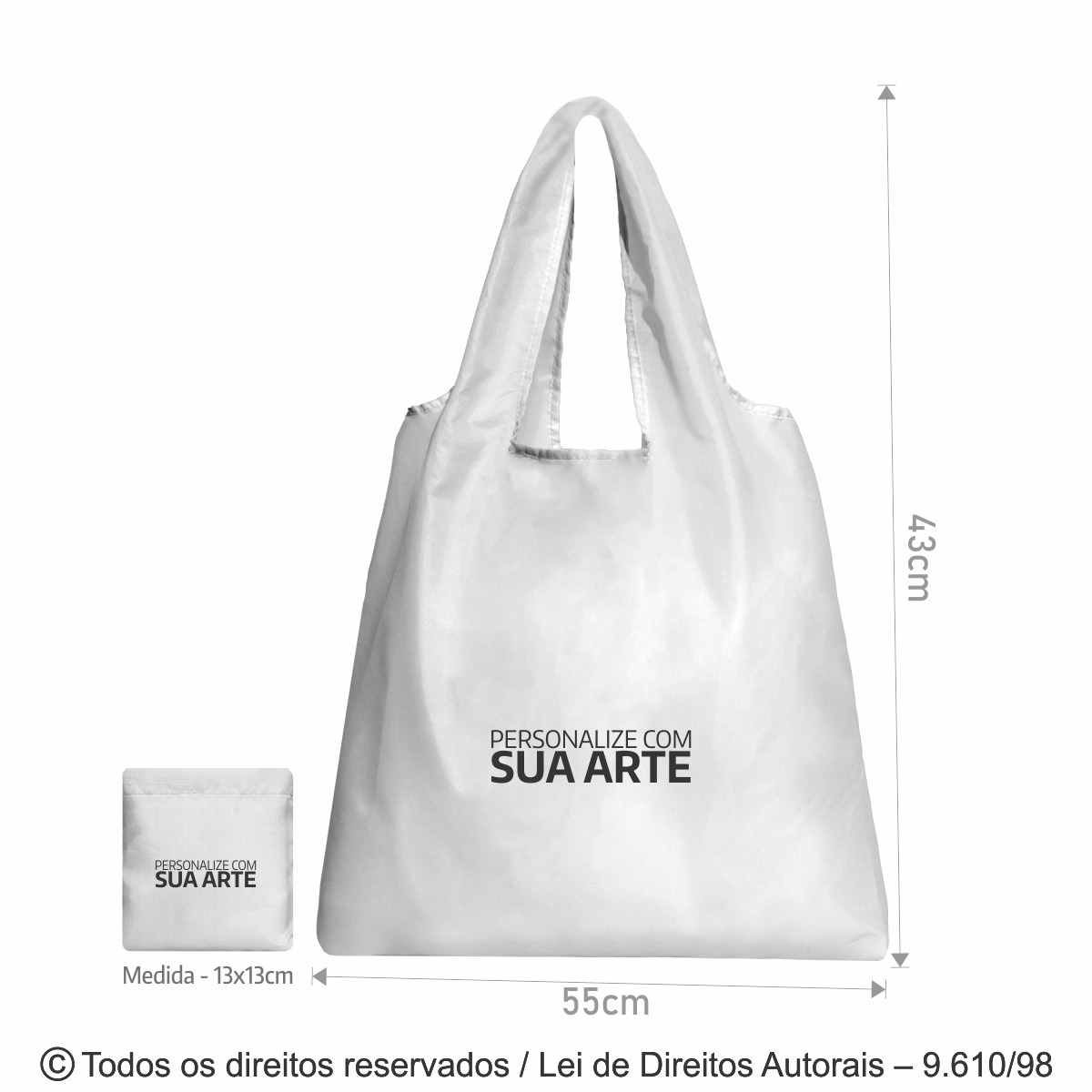276N SACOLA DOBRAVEL NYLON 70 RESINADO 50X41CM BRANCO