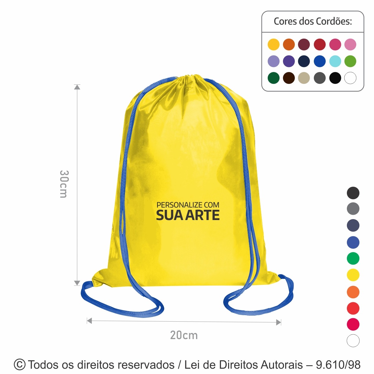 M19 MINE MOCHILA DE NYLON 70 RESINADO 20X30CM AMARELO COM AZUL ROYAL