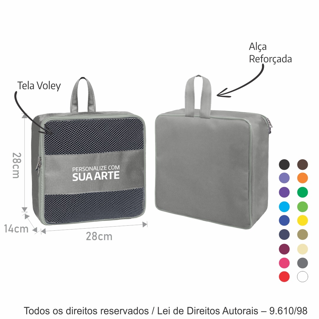 512N ORGANIZADOR DE NYLON 600G 28X28X14CM CINZA CLARO