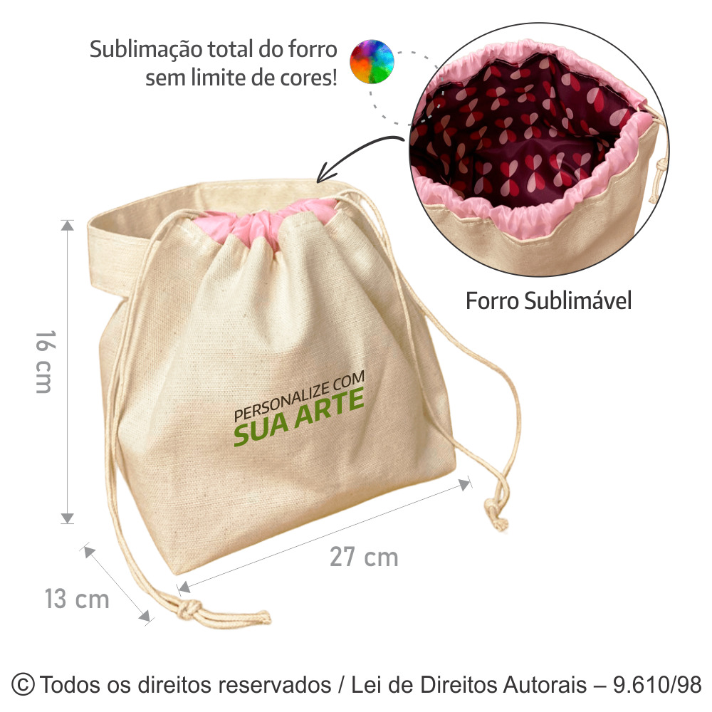 N107L NECESSAIRE LONA 240G COM FORRO 27X16X13CM NATURAL