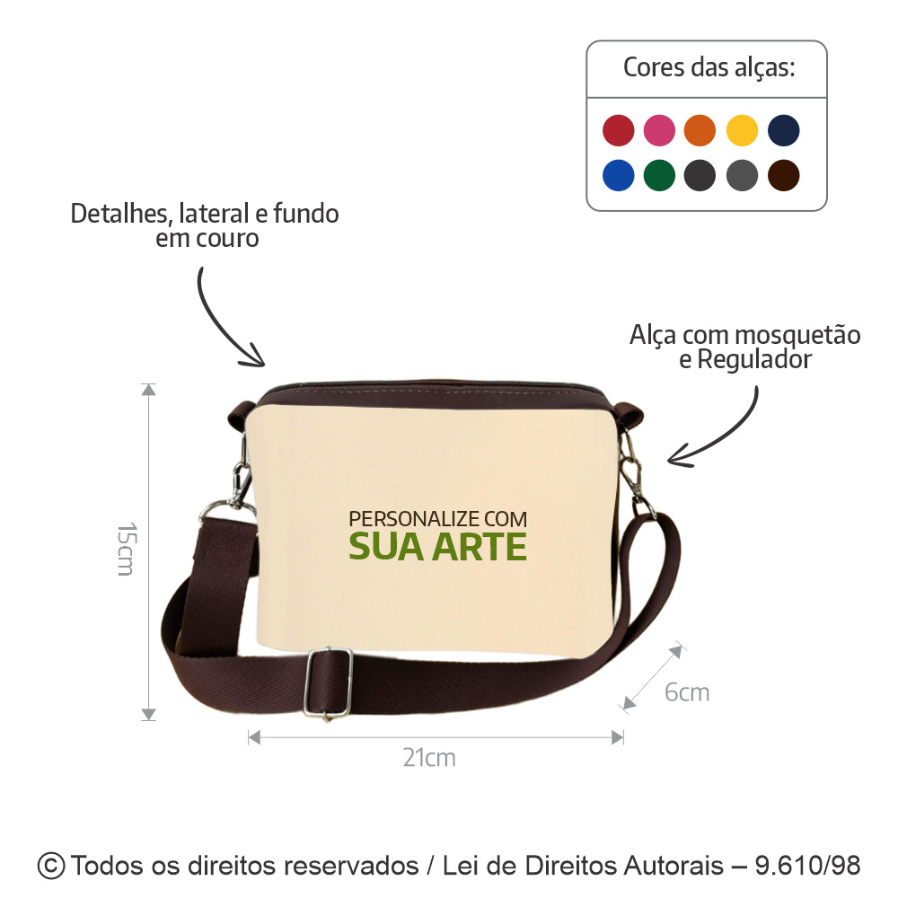 SM587 SHOULDER BAG DE LONA 240G 21X15X6CM NATURAL COM MARROM CAFE