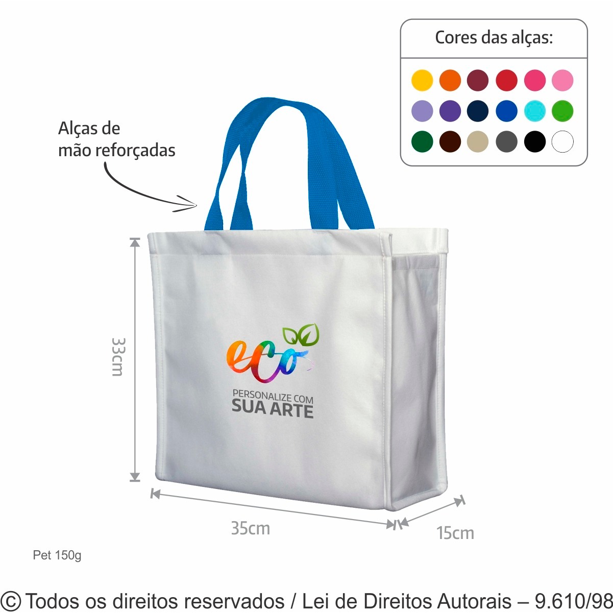 3PFC SACOLA DE PET 150G  35X33X15CM BRANCO COM AZUL ROYAL 07