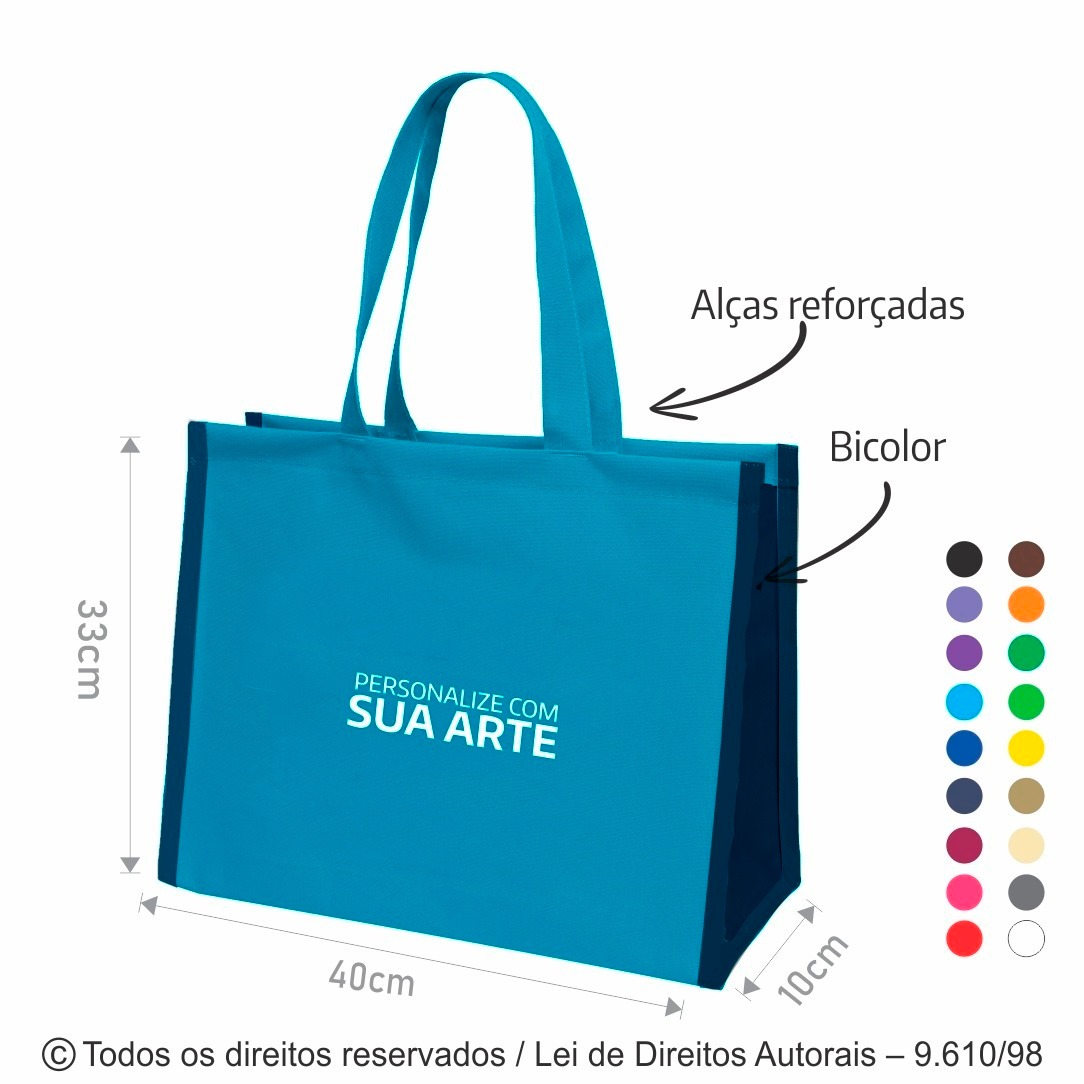 134N SACOLA DE NYLON 600G 40X32X20CM AZUL TURQUESA COM MARINHO