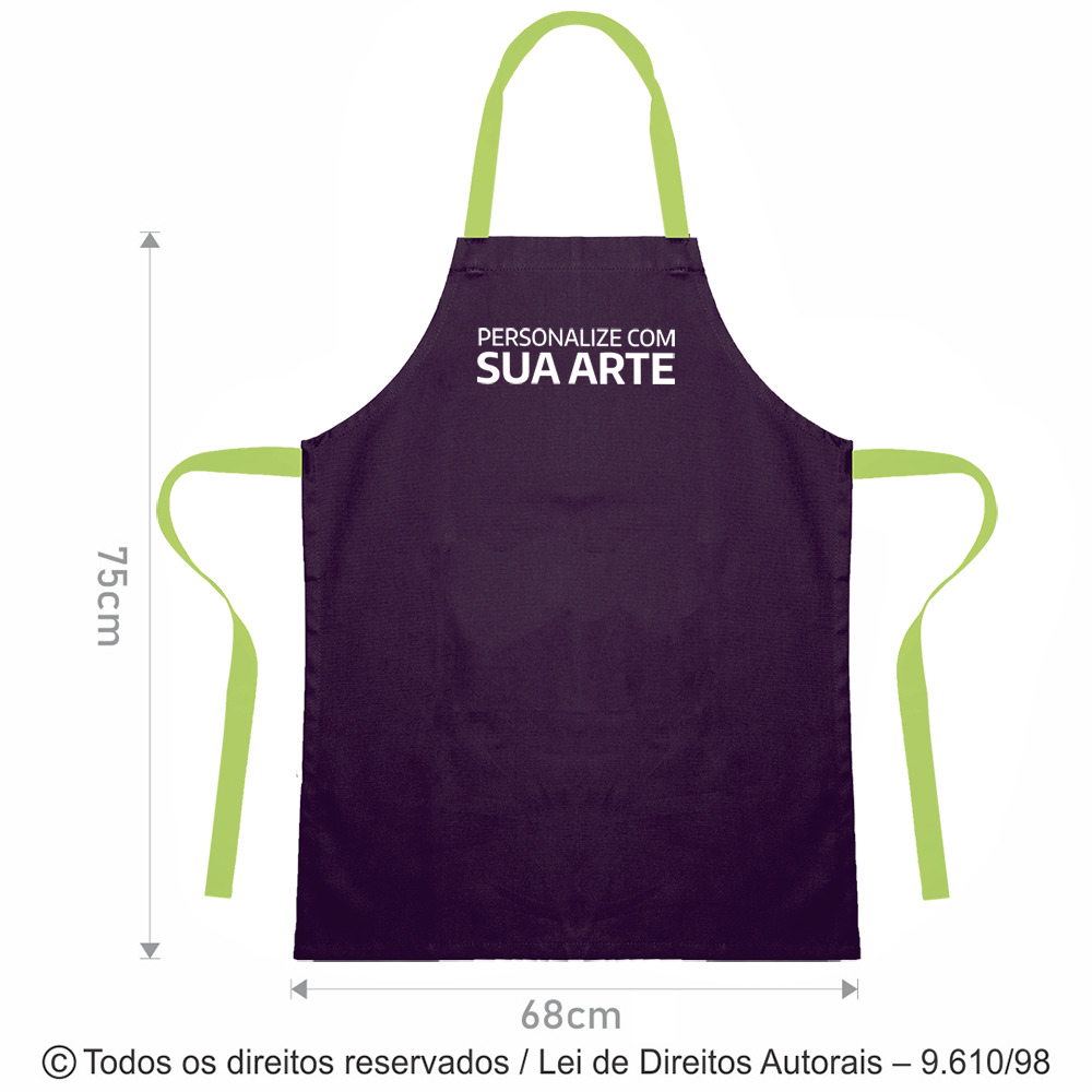 AV1 AVENTAL GRANDE DE OXFORD 68X75CM ROXO COM VERDE PISTACHE