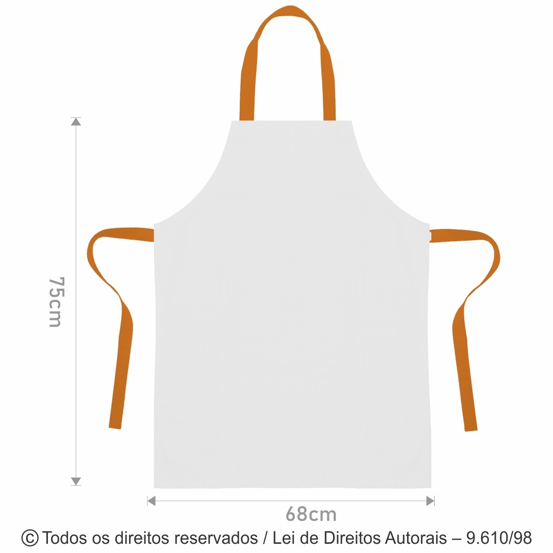 AV1 AVENTAL GRANDE DE OXFORD 68X75CM BRANCO COM LARANJA