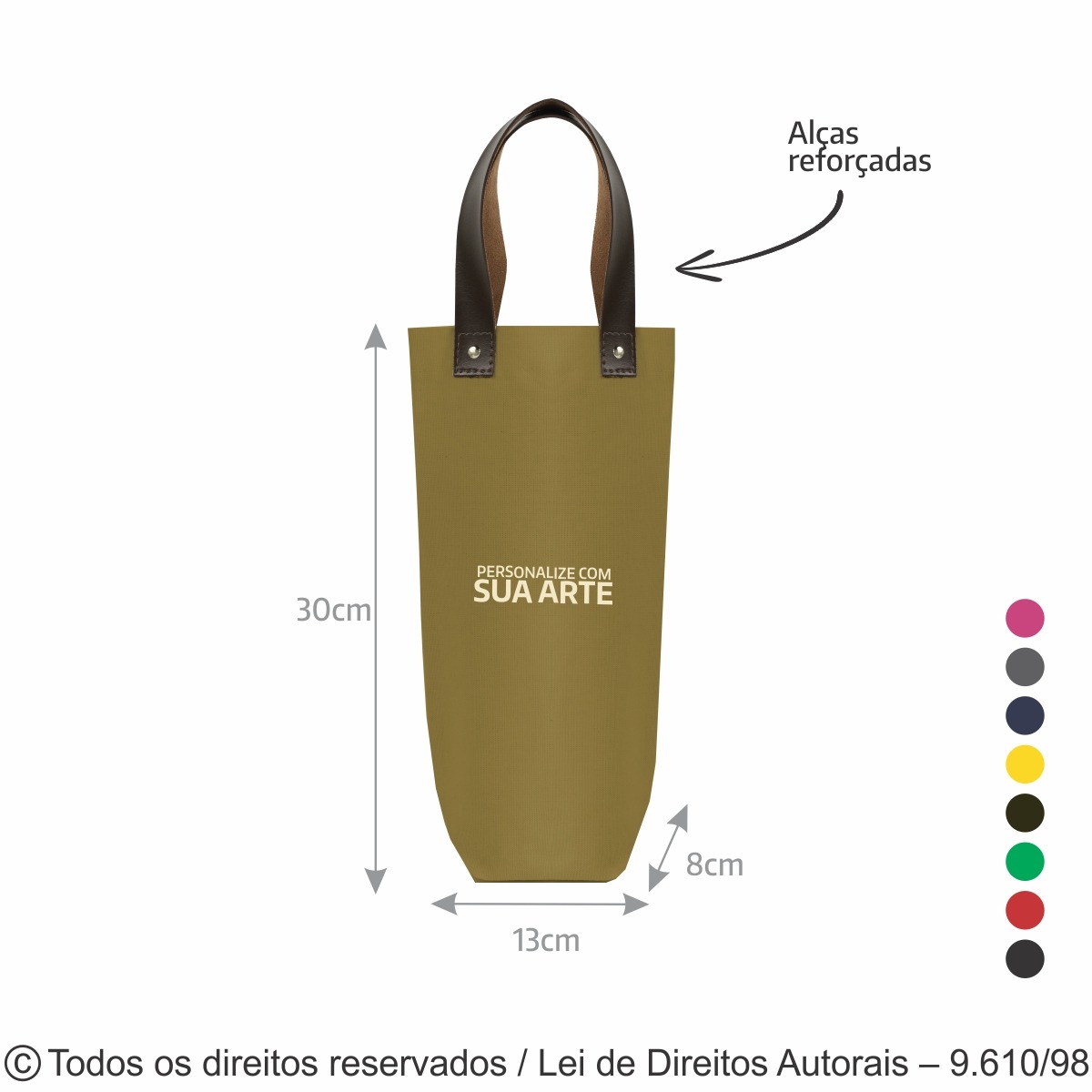 403LC PORTA VINHO DE LONA COLORIDA 240G 13X30X8CM BEGE