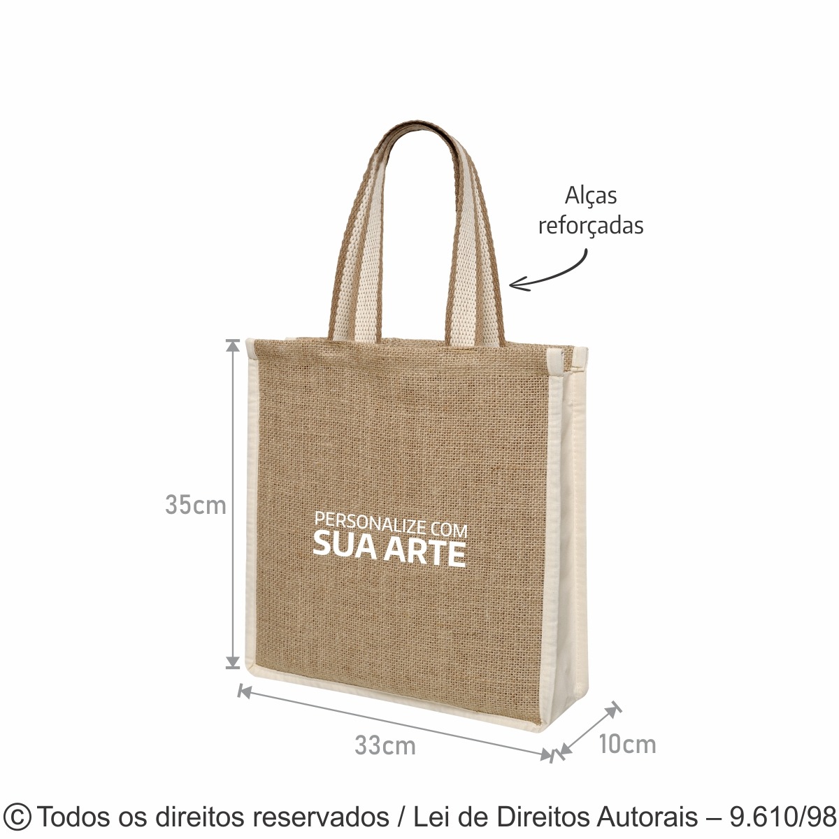 186J SACOLA DE JUTA F-9 LATERAL DE LONA 240G 32X33X10CM NATURAL