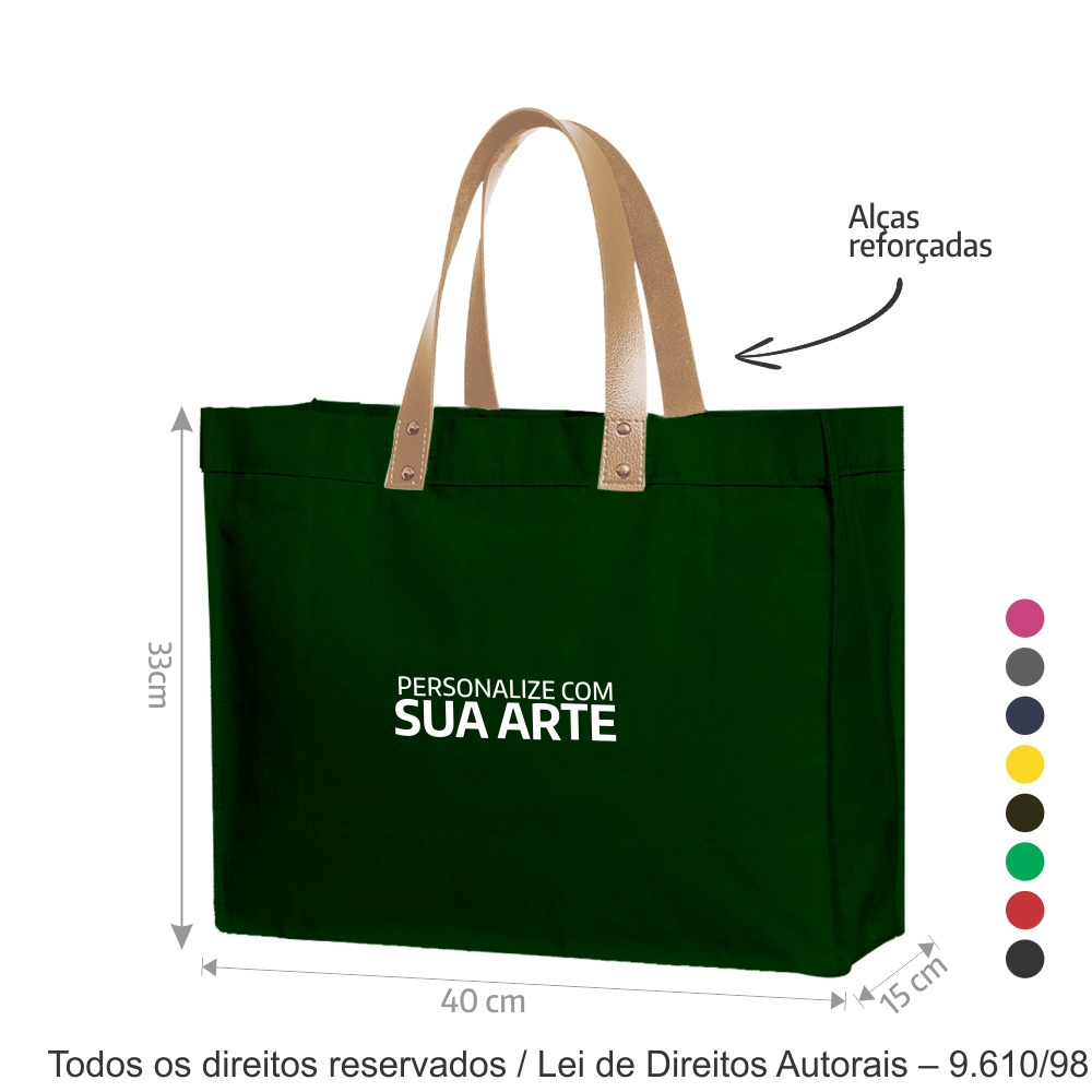 260LC SACOLA DE LONA 240G 40x33x15CM VERDE MUSGO COM BEGE