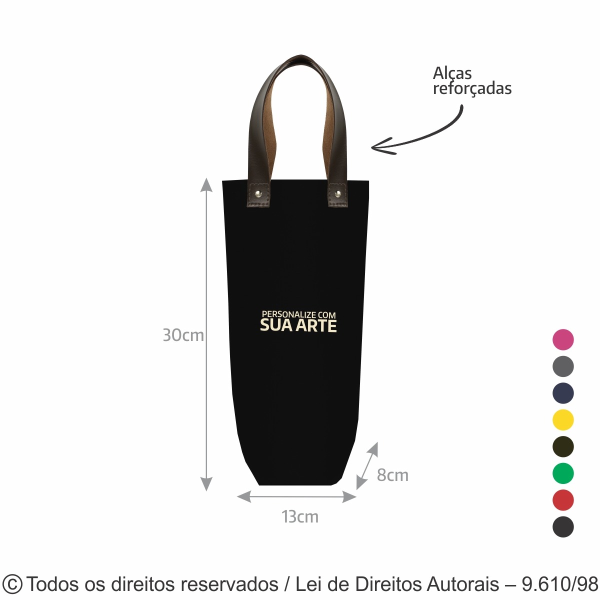 403LC PORTA VINHO DE LONA COLORIDA 240G 13X30X8CM PRETO