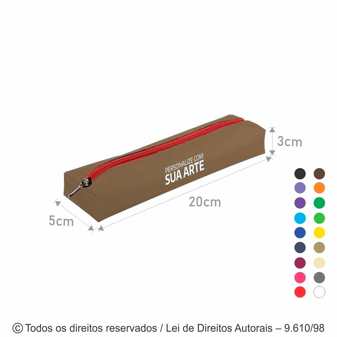 E8 ESTOJO EM NYLON 600G 20X3X5CM BEGE COM VERMELHO