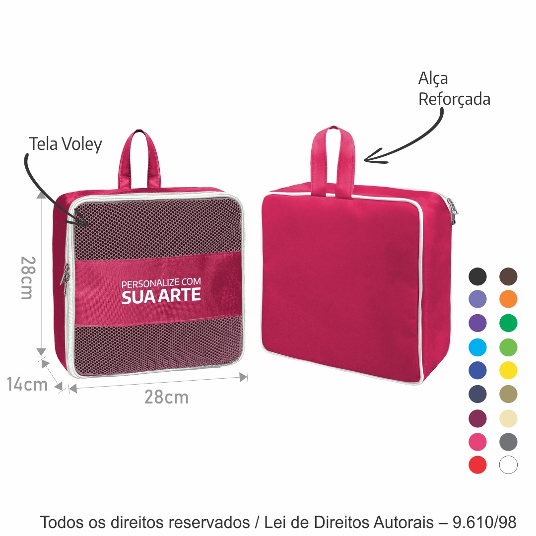 512N ORGANIZADOR DE NYLON 600G 28X28X14CM PINK COM BRANCO
