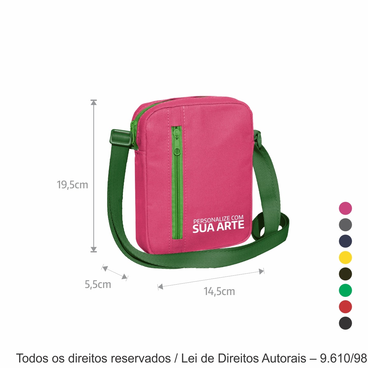 269LC SHOULDER BAG DE LONA COLORIDA 14,5X19,5X5,5CM PINK, VERDE ALFACE E VERDE BANDEIRA