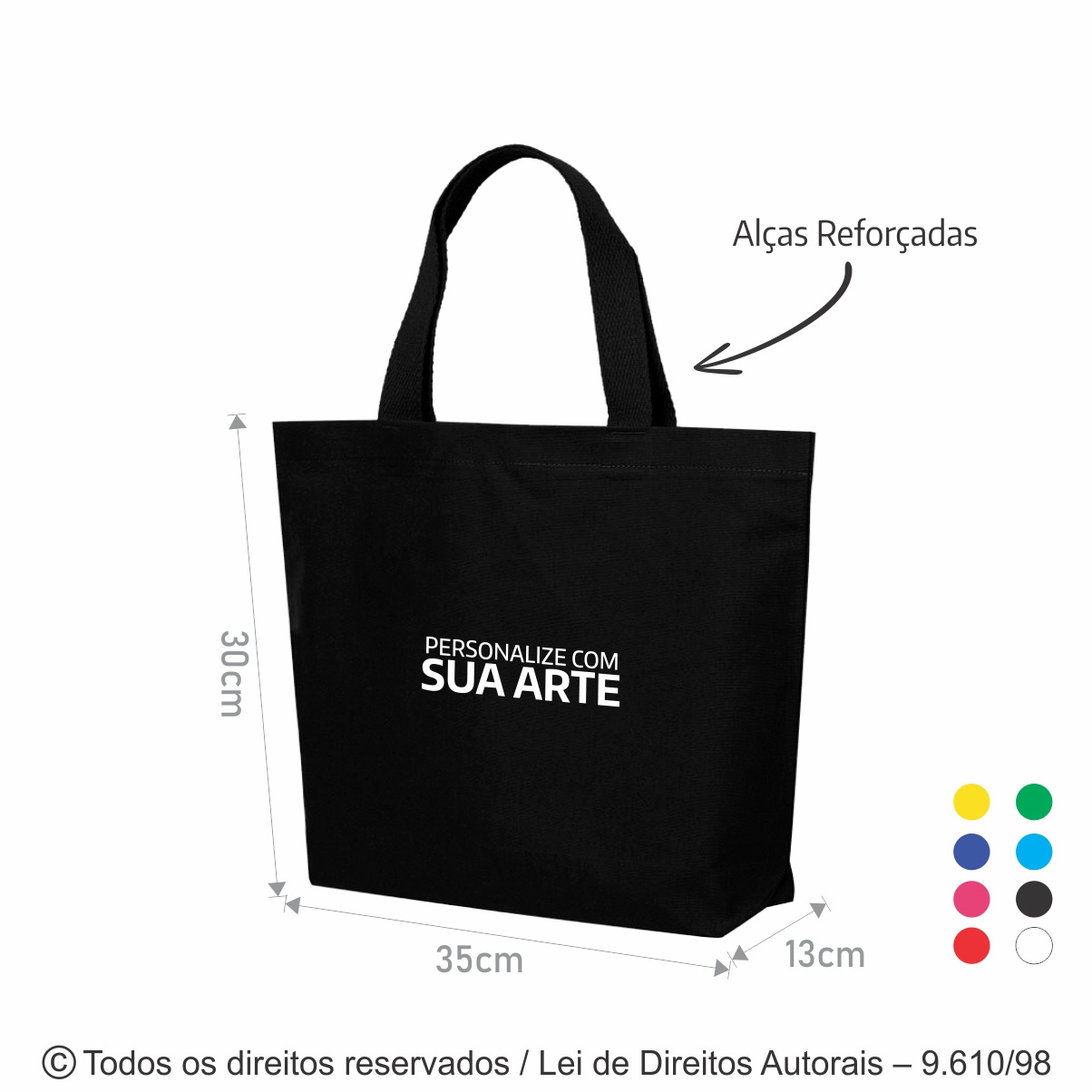 SM520 SACOLA DE BRIM 160G  35X30X13CM PRETO