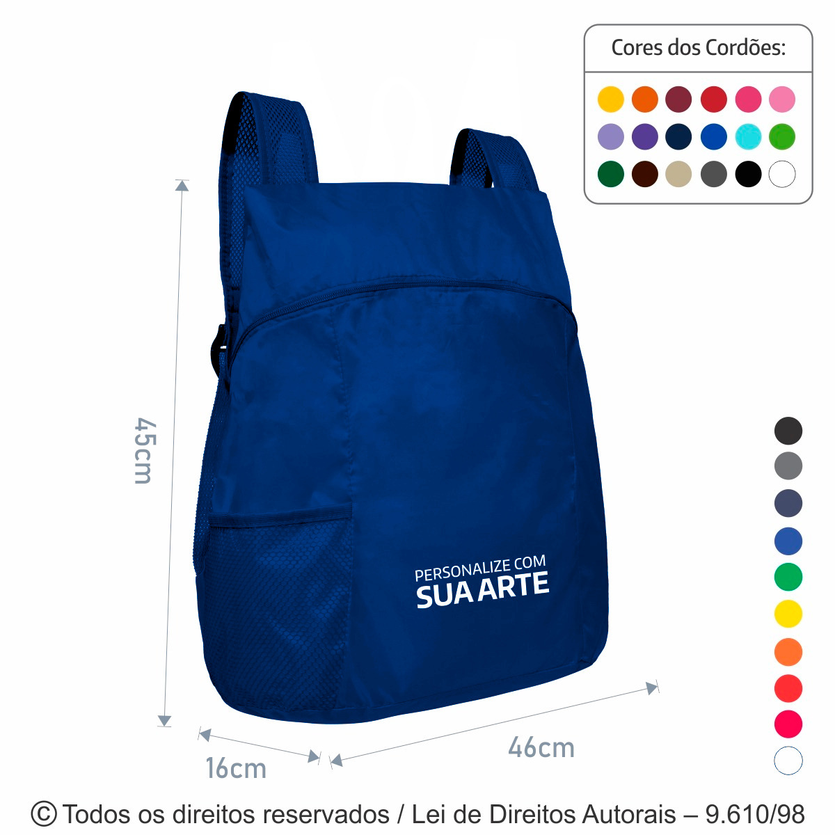 M17 MOCHILA DE NYLON 70 RESINADO 45X42x16CM AZUL ROYAL