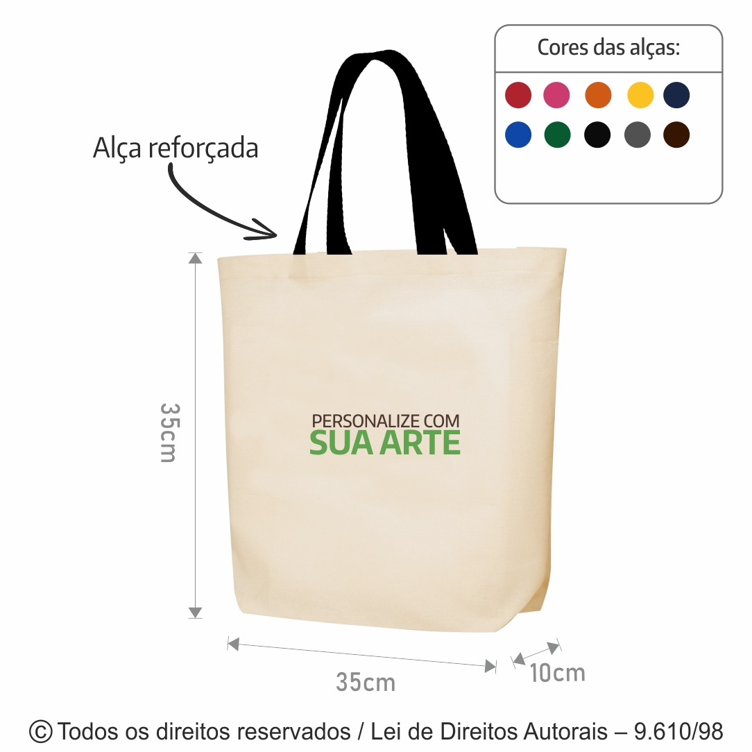 24LFC SACOLA DE LONA 240G 35X35X10CM NATURAL COM PRETO