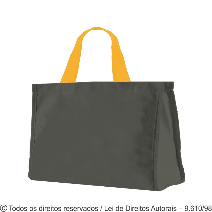 SM442 SACOLA DE LONA 45X40X20CM CINZA COM AMARELO