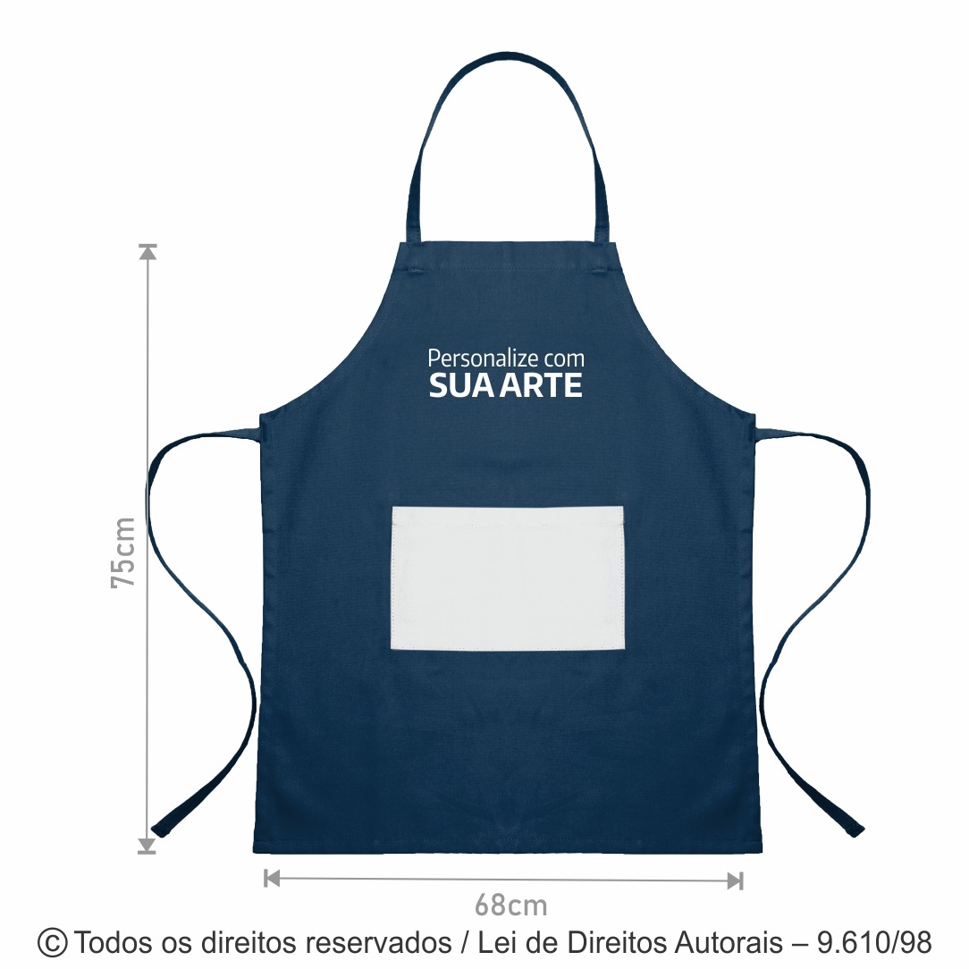 AV28OX AVENTAL GRANDE DE OXFORD COM BOLSO 68X75CM AZUL MARINHO COM BRANCO