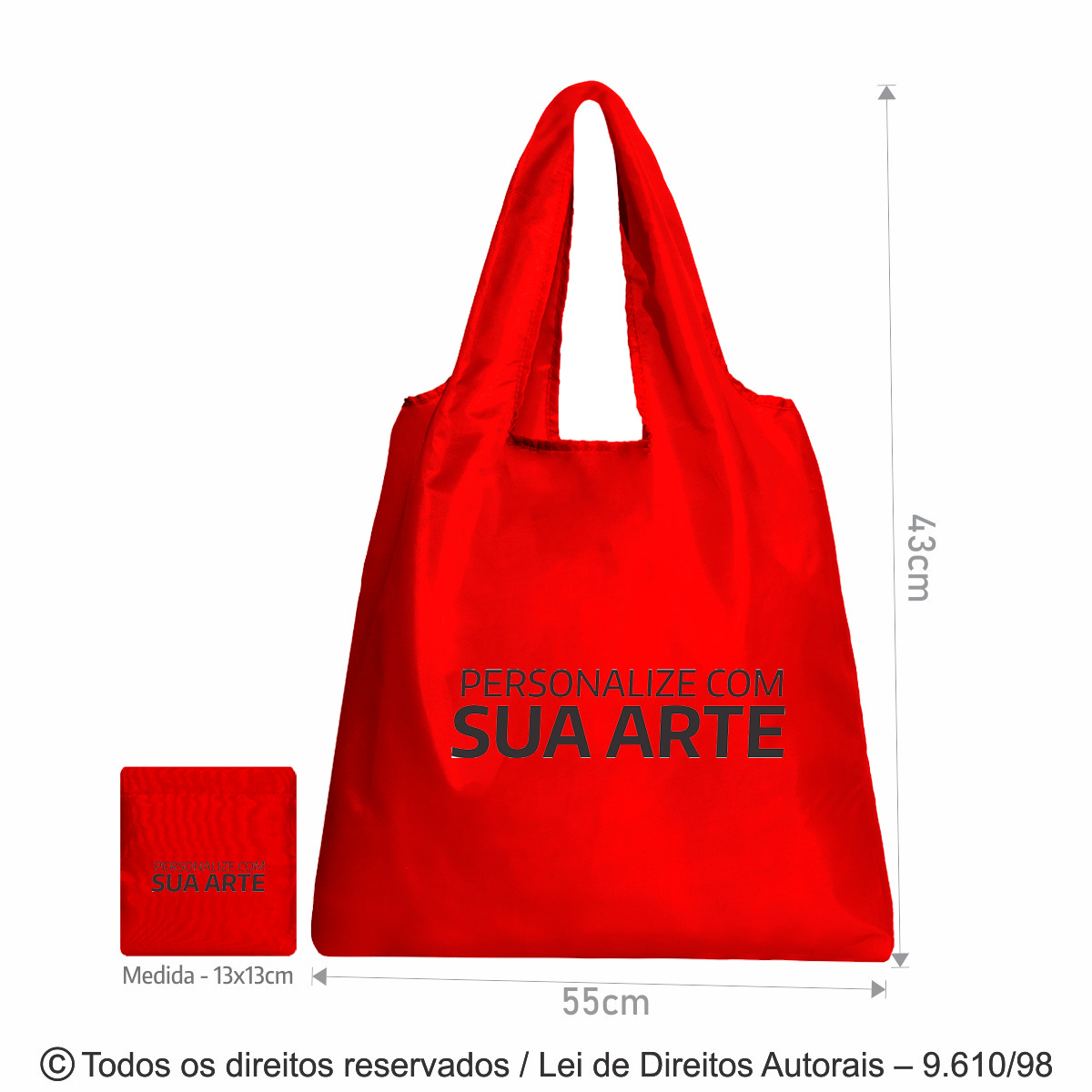 276N SACOLA DOBRAVEL NYLON 70 RESINADO 50X41CM VERMELHO