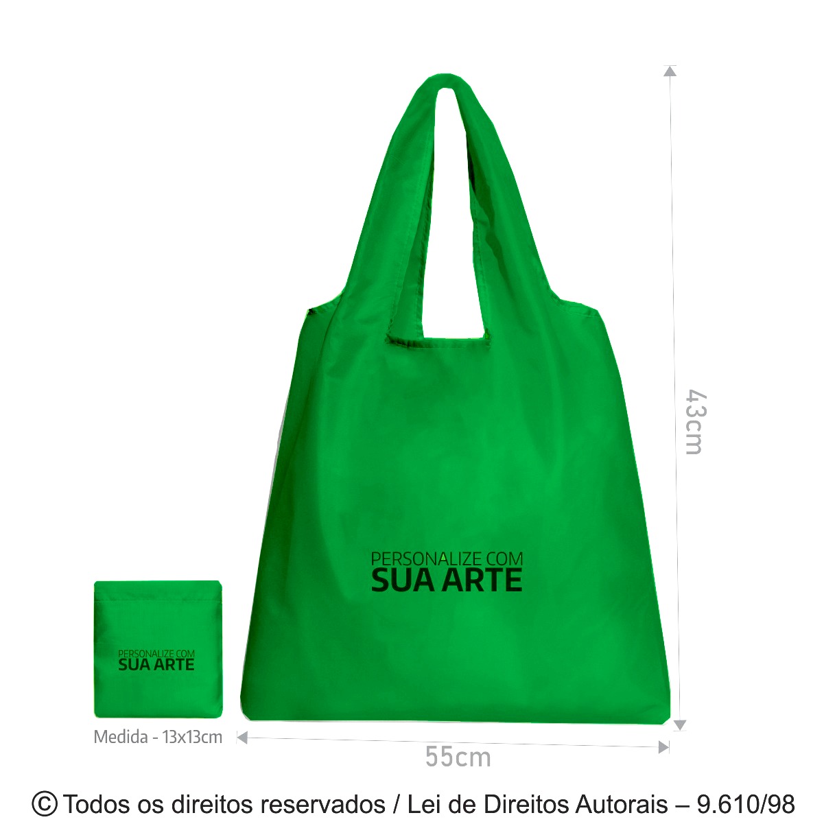 276N SACOLA DOBRAVEL NYLON 70 RESINADO 50X41CM VERDE BANDEIRA