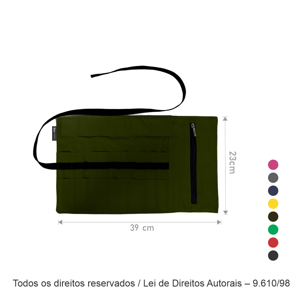 334LC PORTA LAPIS LONA 240G COLORIDA 39X23CM VERDE MILITAR