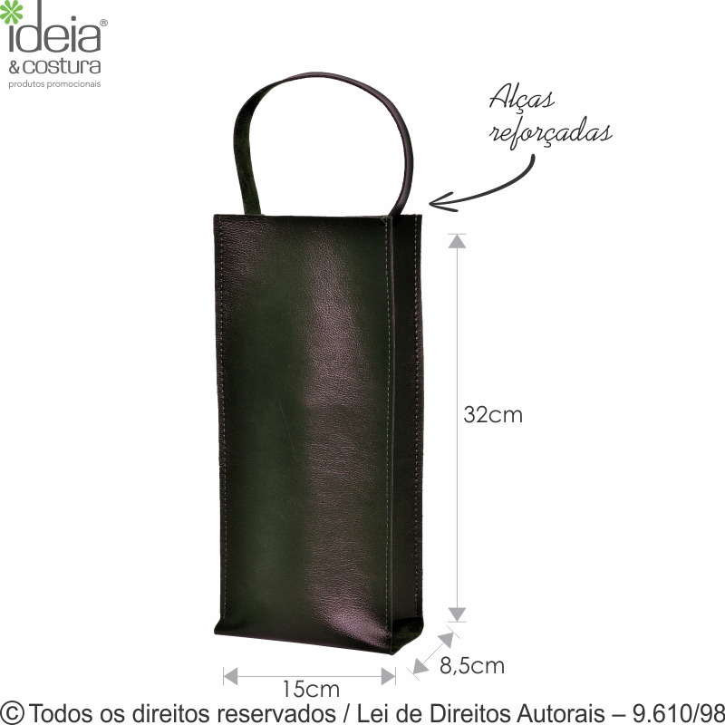 414M PORTA VINHO EM COURO 15X32X7,8CM PARA 1 GARRAFA MARROM