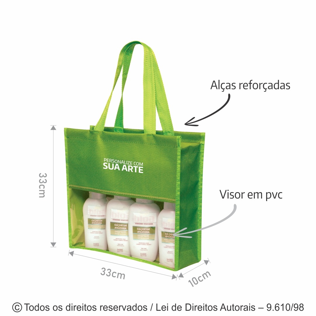 119N SACOLA DE NYLON 600G 33X33X10CM VERDE MACA