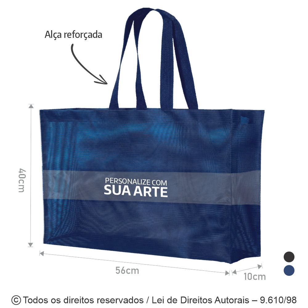 SM586 SACOLA DE TELA PARA USO INTERNO 56X39X10CM AZUL MARINHO