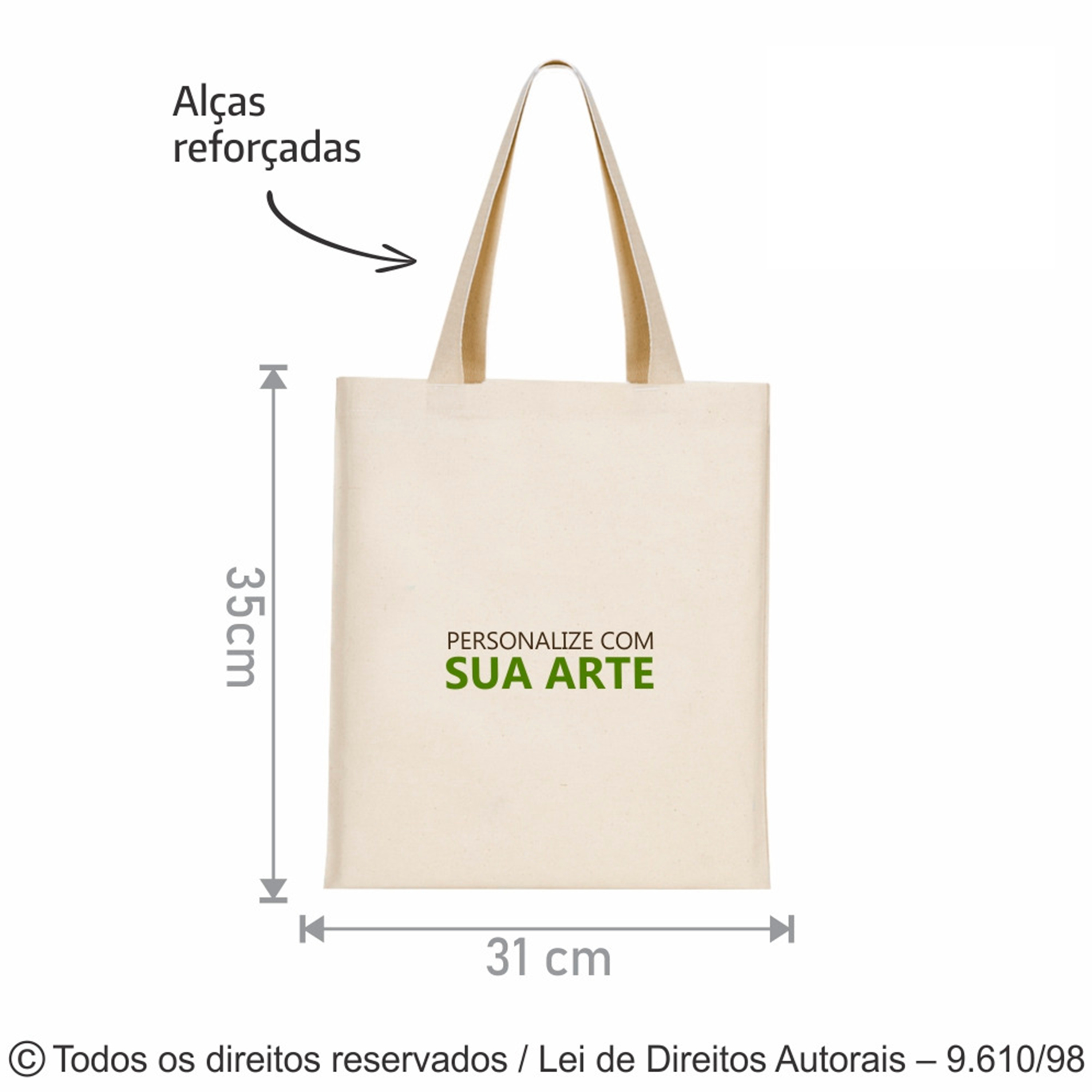 14L SACOLA DE LONA 240G 31X35CM NATURAL