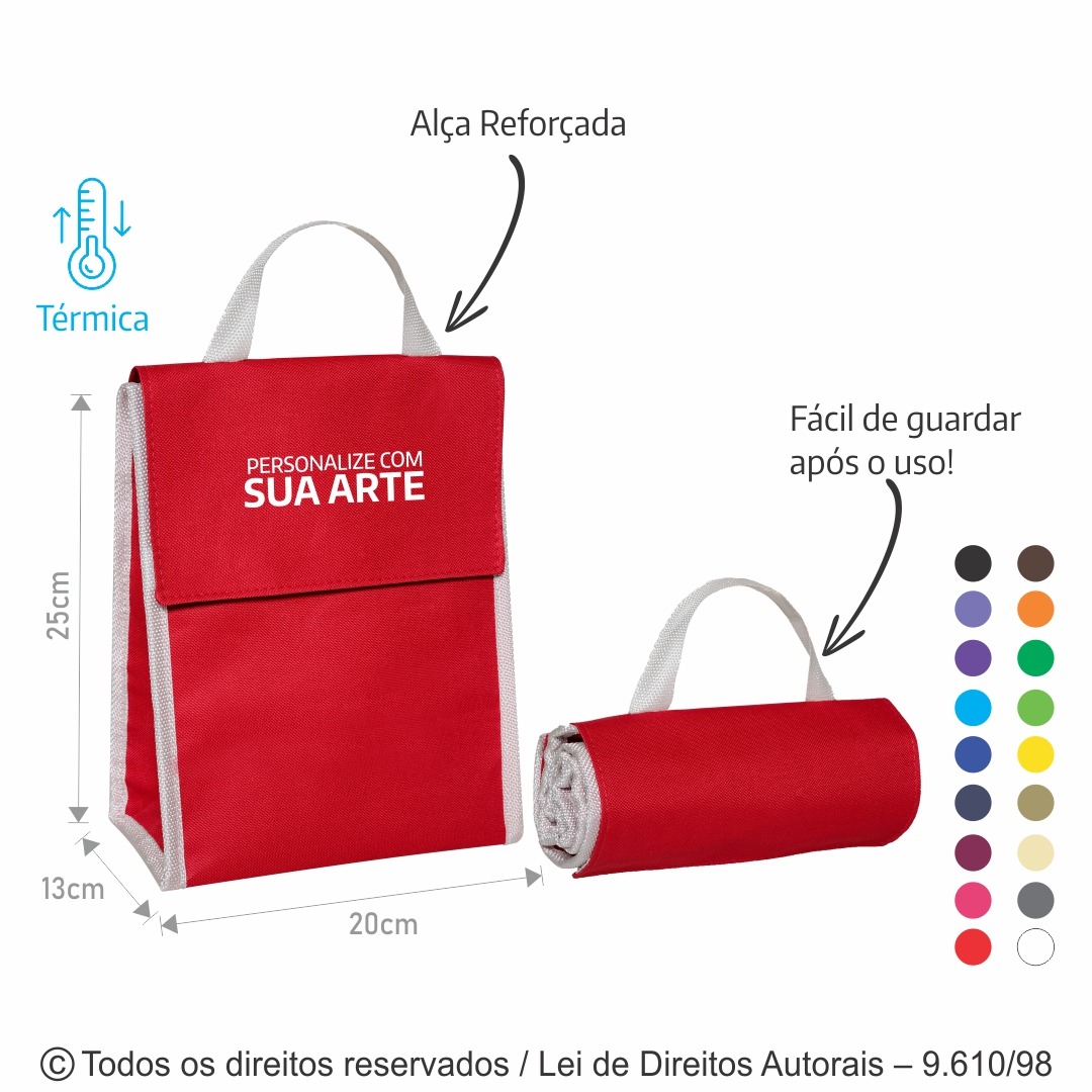 151N BOLSA TERMICA 4,5 LITROS EM NYLON 600G 20X25X13CM VERMELHO COM BRANCO