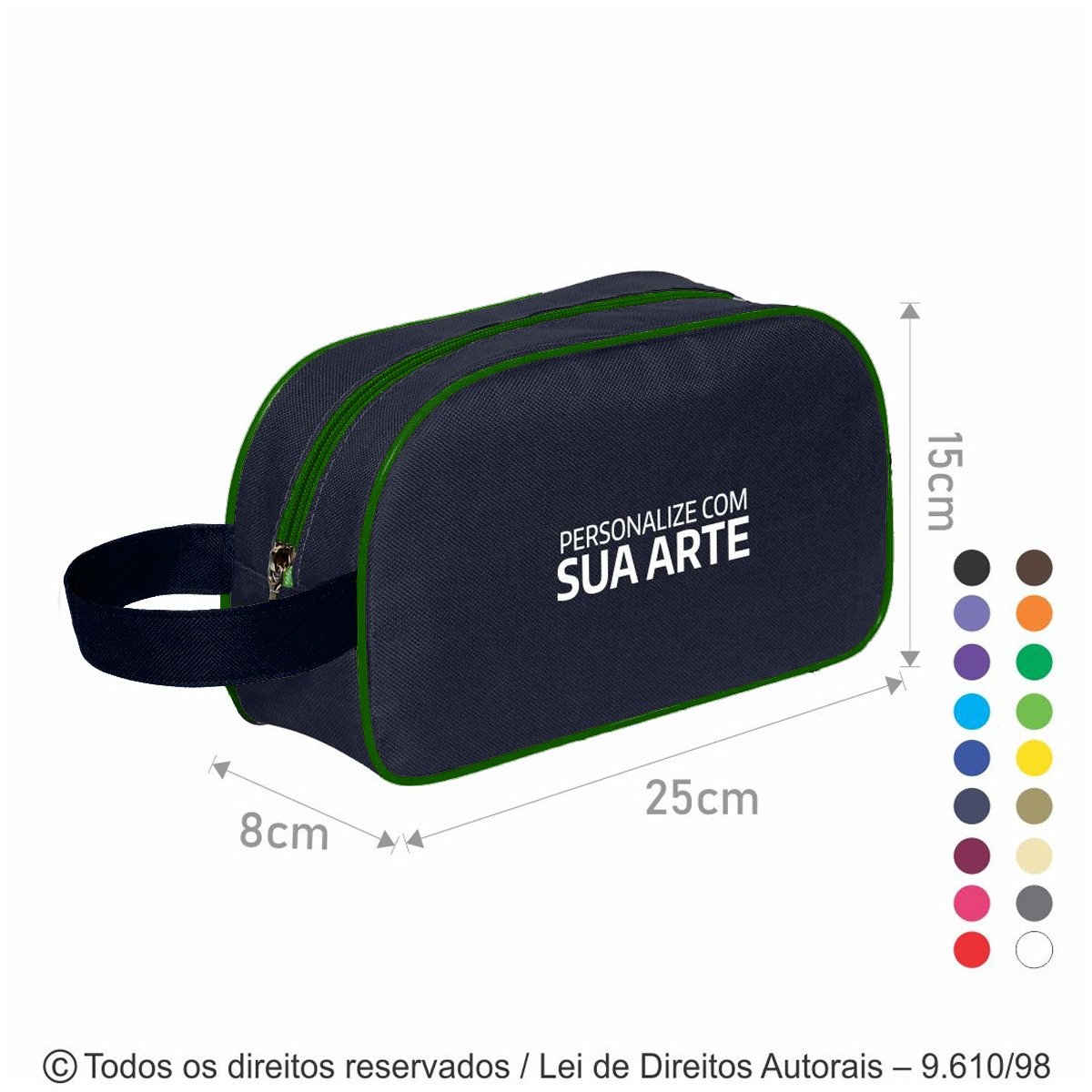 N17N NECESSAIRE DE NYLON 600G 25X15X8CM AZUL MARINHO VERDE BANDEIRA