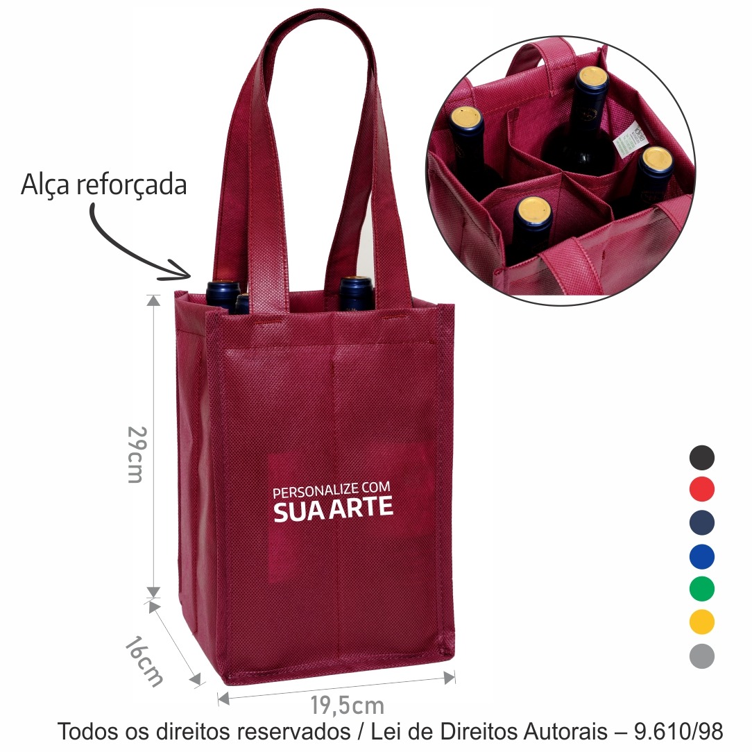 440T PORTA VINHO  4 GARRAFAS TNT 80G 19,5X29X16CM VINHO