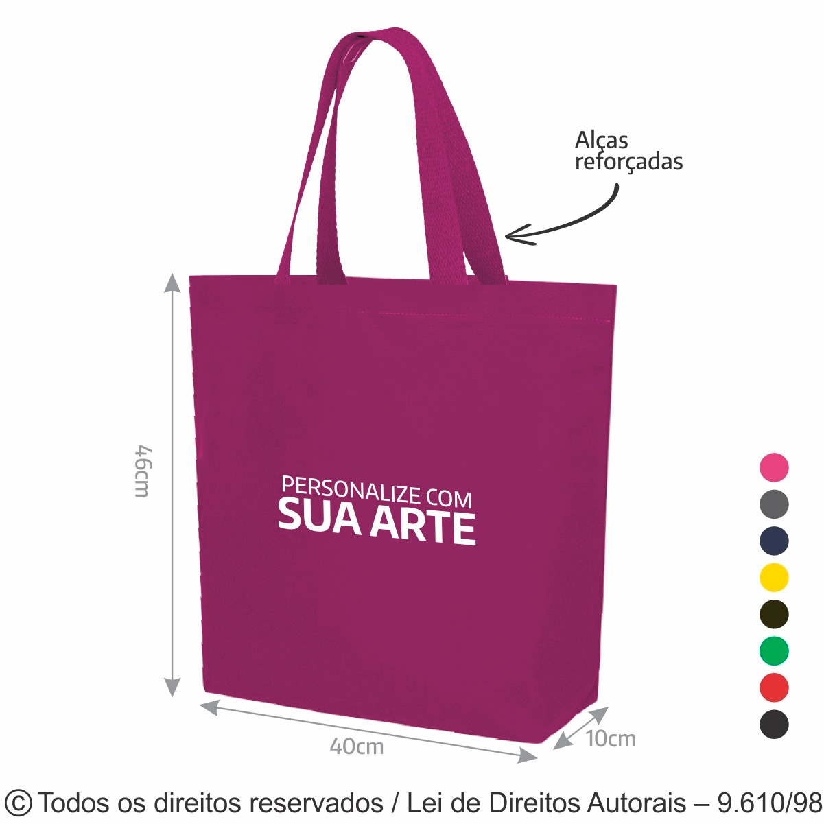 2LCFC SACOLA DE LONA COLORIDA 46X40X10CM PINK