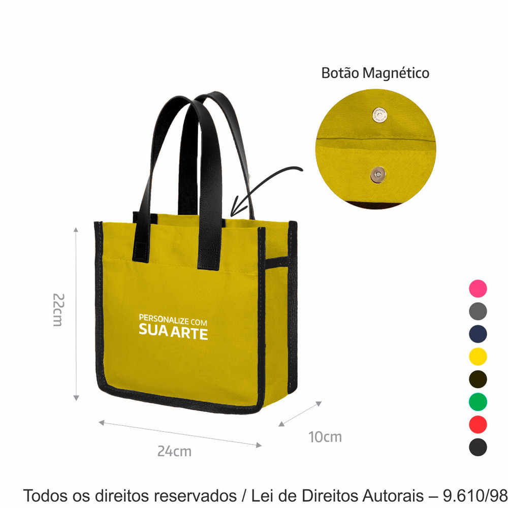 32LC MINE ECOBAG DE LONA COLORIDA 24X22X10CM AMARELO COM PRETO