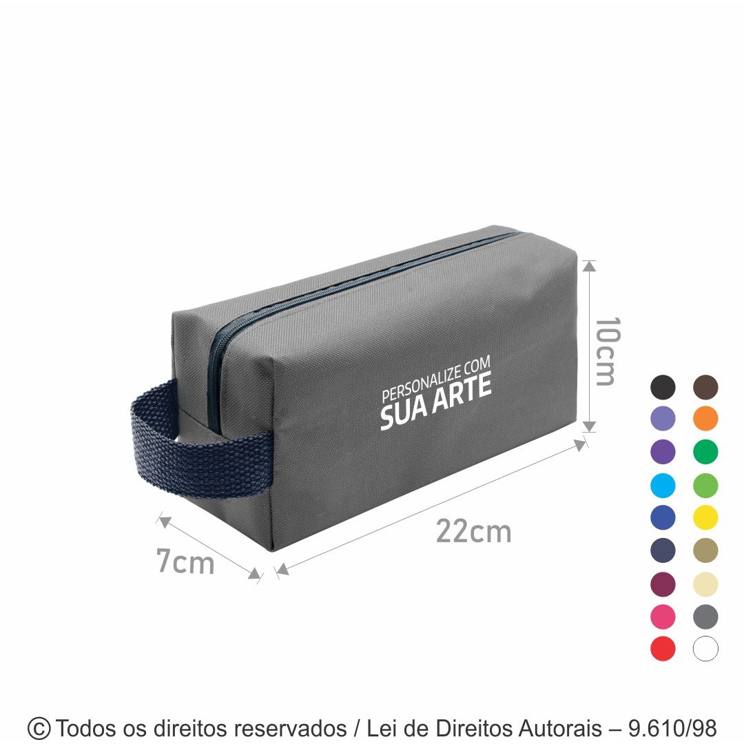 N6 NECESSAIRE DE NYLON 600G 22X10X7CM CINZA CLARO COM AZUL MARINHO