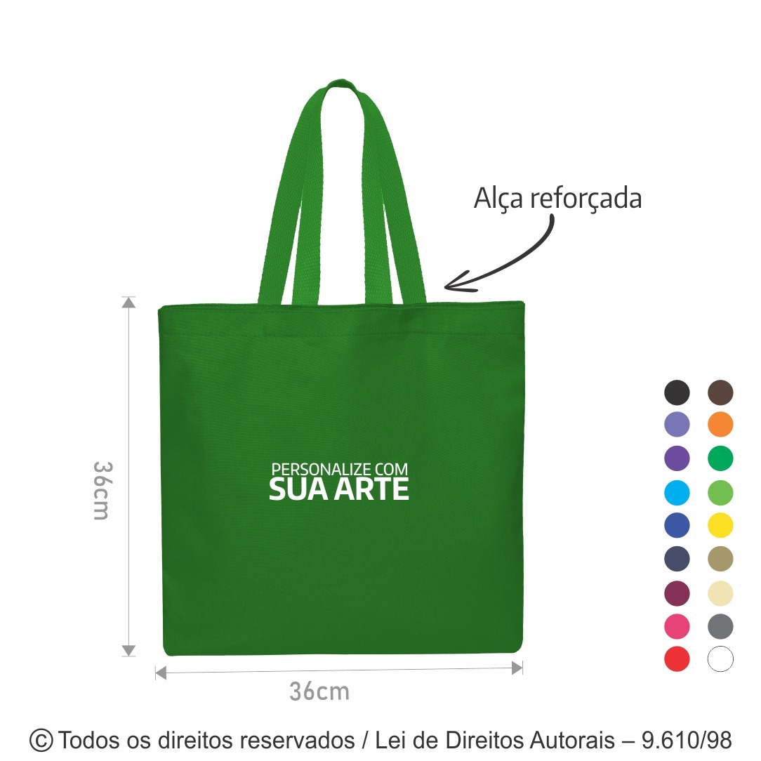 222N SACOLA DE NYLON 600G 36X36CM VERDE BANDEIRA