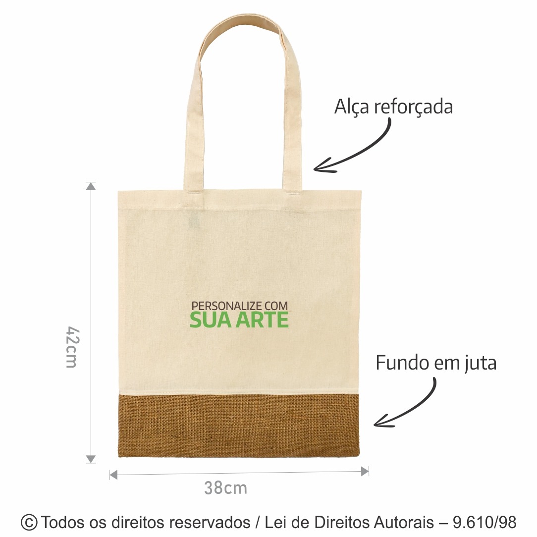 109AJ SACOLA DE ALGODAO 160G COM JUTA 38X42CM NATURAL