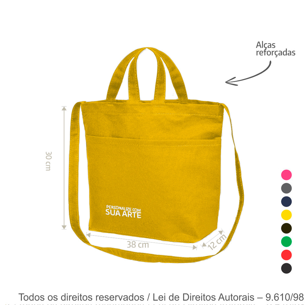 290LC SACOLA DE LONA COLORIDA 37X30X12CM AMARELO