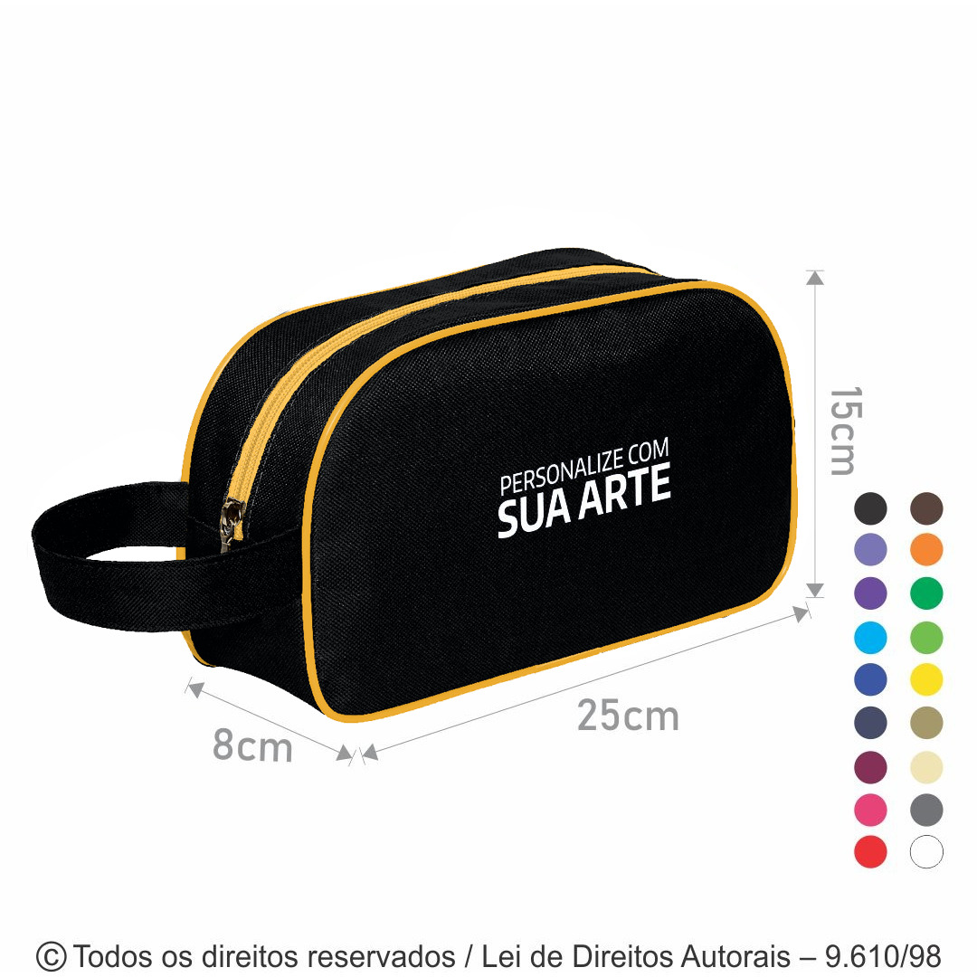 N17N NECESSAIRE DE NYLON 600G 25X15X8CM PRETO COM AMARELO