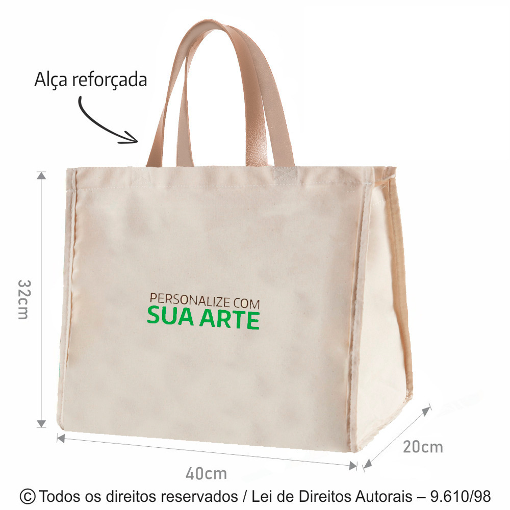 324L SACOLA DE LONA 240G 40X32X20CM NATURAL COM BEGE
